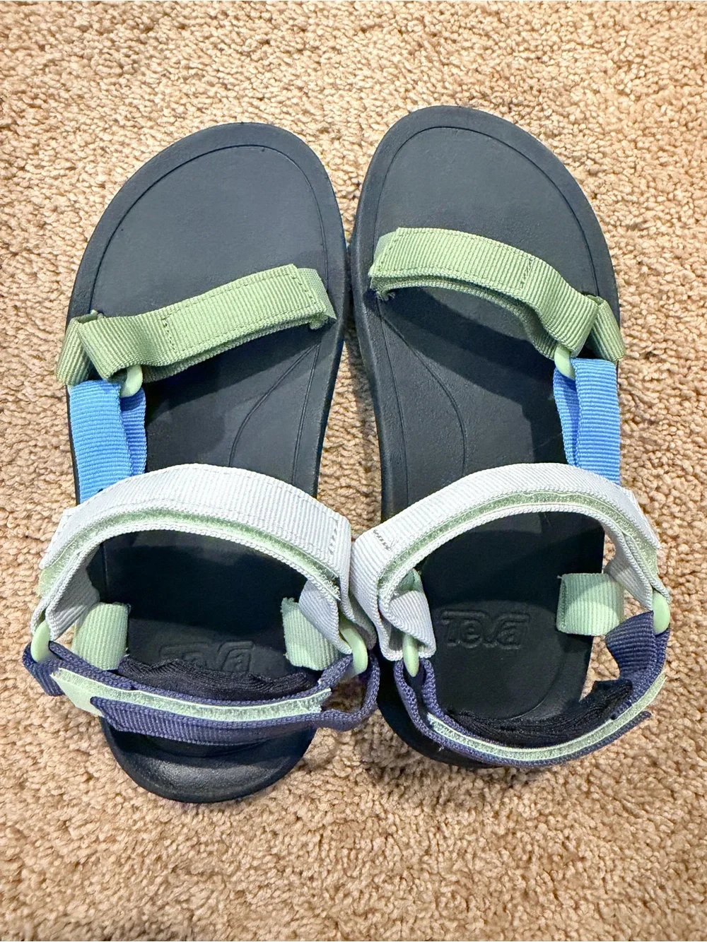 Teva Kids' Navy Sandals with Green and Light Gray Straps
